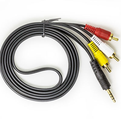 Mâle stéréo du câble 3.5mm d'ODM RCA au câble aux. audio stéréo masculin